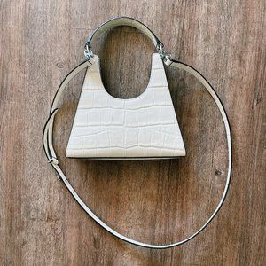 STAUD Mini Rey Crossbody Bag in Cream Croc